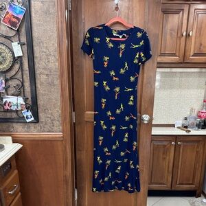 Unique Navy Floral Yoga Maxi t shirt Dress